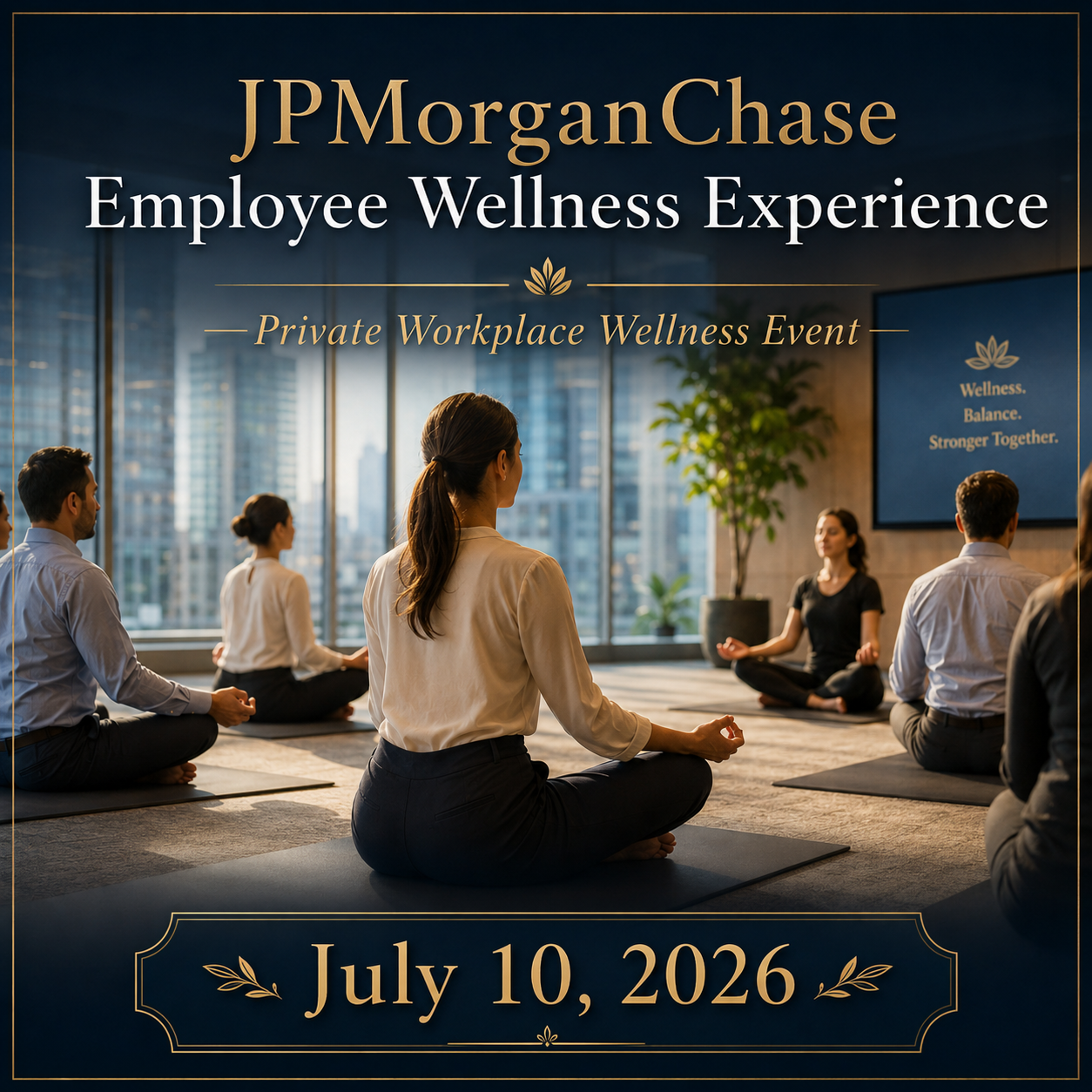 JPMorganChase Employee Wellness Experience with employees participating in guided workplace wellness
