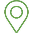 Green location pin icon with a hollow circle in the center.