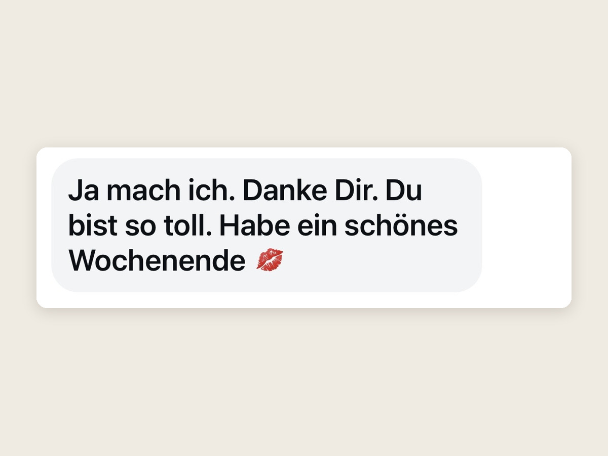 WhatsApp-Nachricht einer Kundin