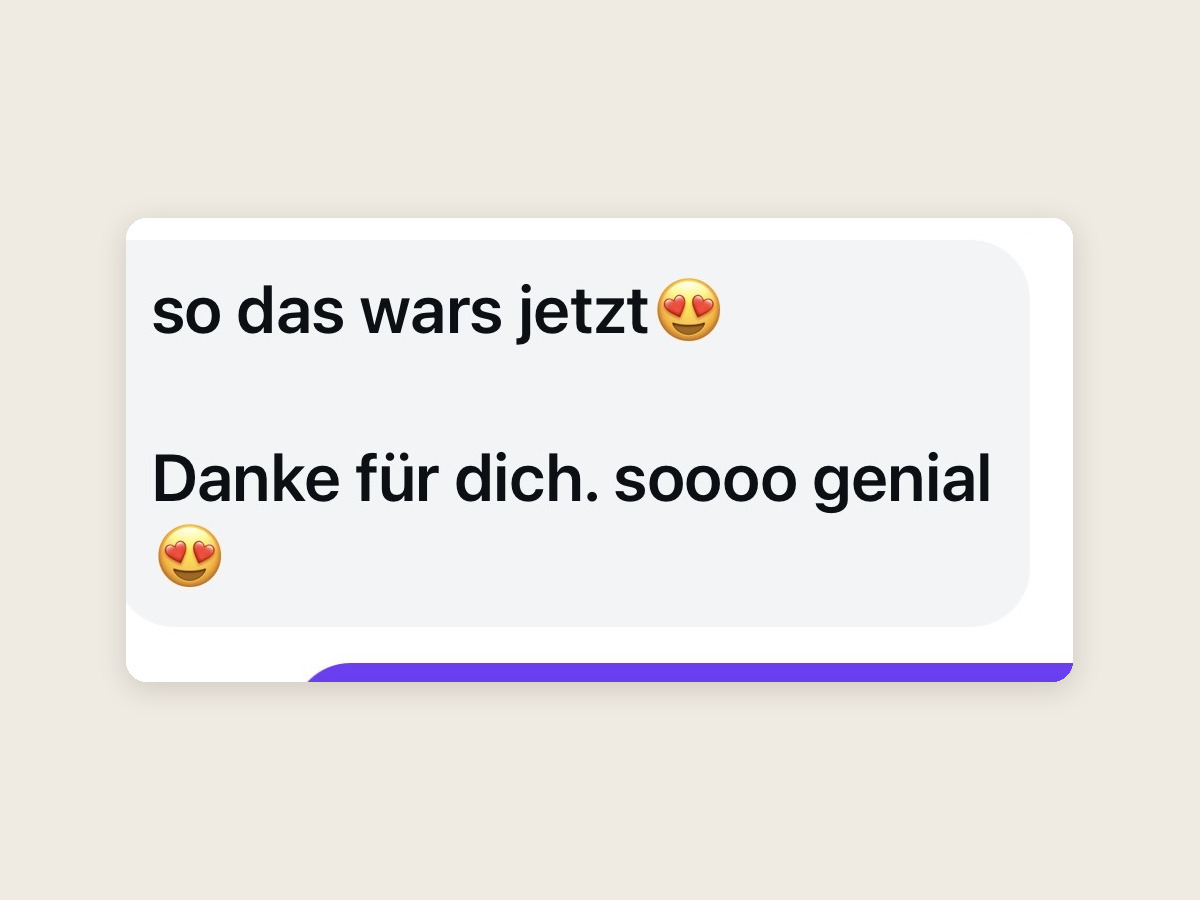 WhatsApp-Nachricht einer Kundin