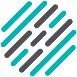 Abstract circular pattern of alternating diagonal teal and black bars.