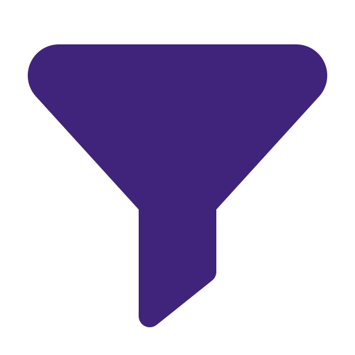 Solid purple funnel icon symbolizing filtering or sorting.