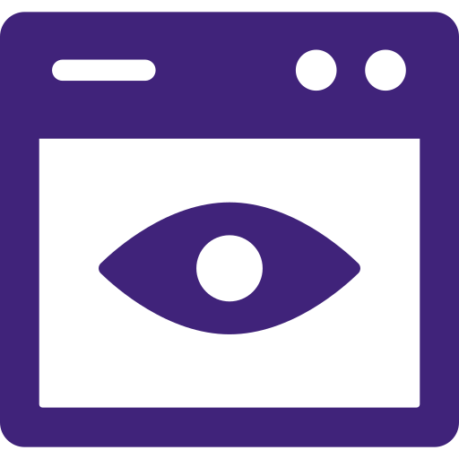 Browser window icon with a centered eye symbol representing page visibility or preview.