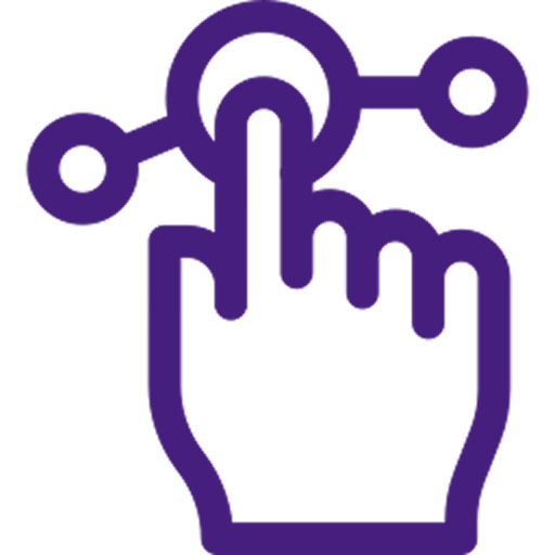 Three purple user icons representing a group of people with one in front and two behind.