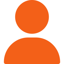 Simple orange user profile icon with a circle head and rounded body silhouette.