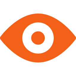 Orange eye icon with a circular pupil in the center.