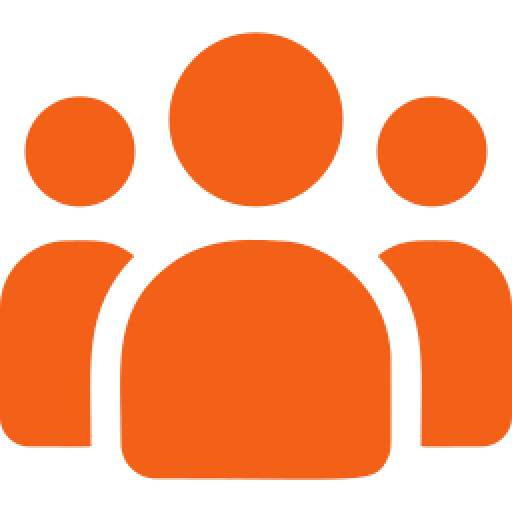 Three purple user icons representing a group of people with one in front and two behind.