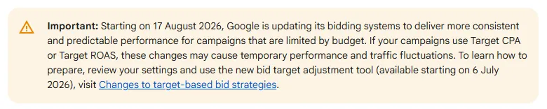 Google target-based bidding changes