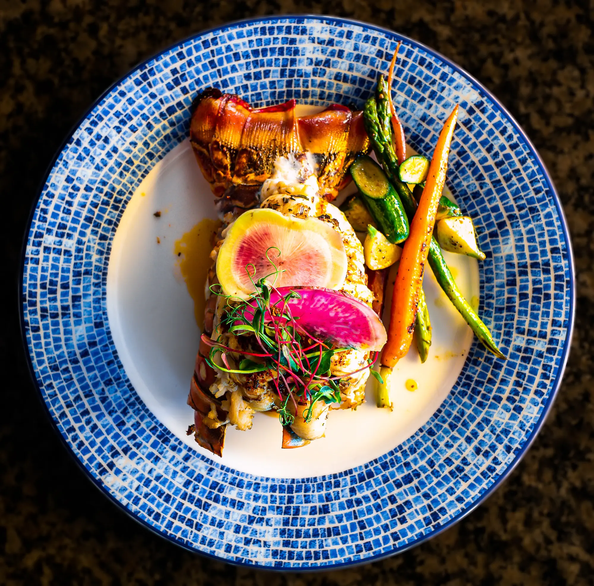 Villa Montecito dining on lobster