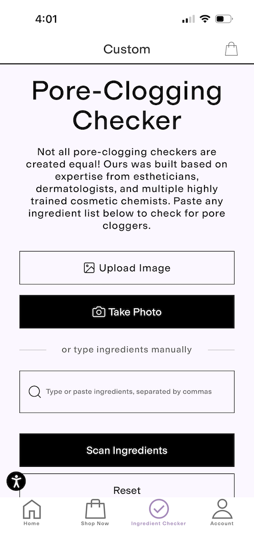 Clear Stem: Pore Clogging Ingredient Checker