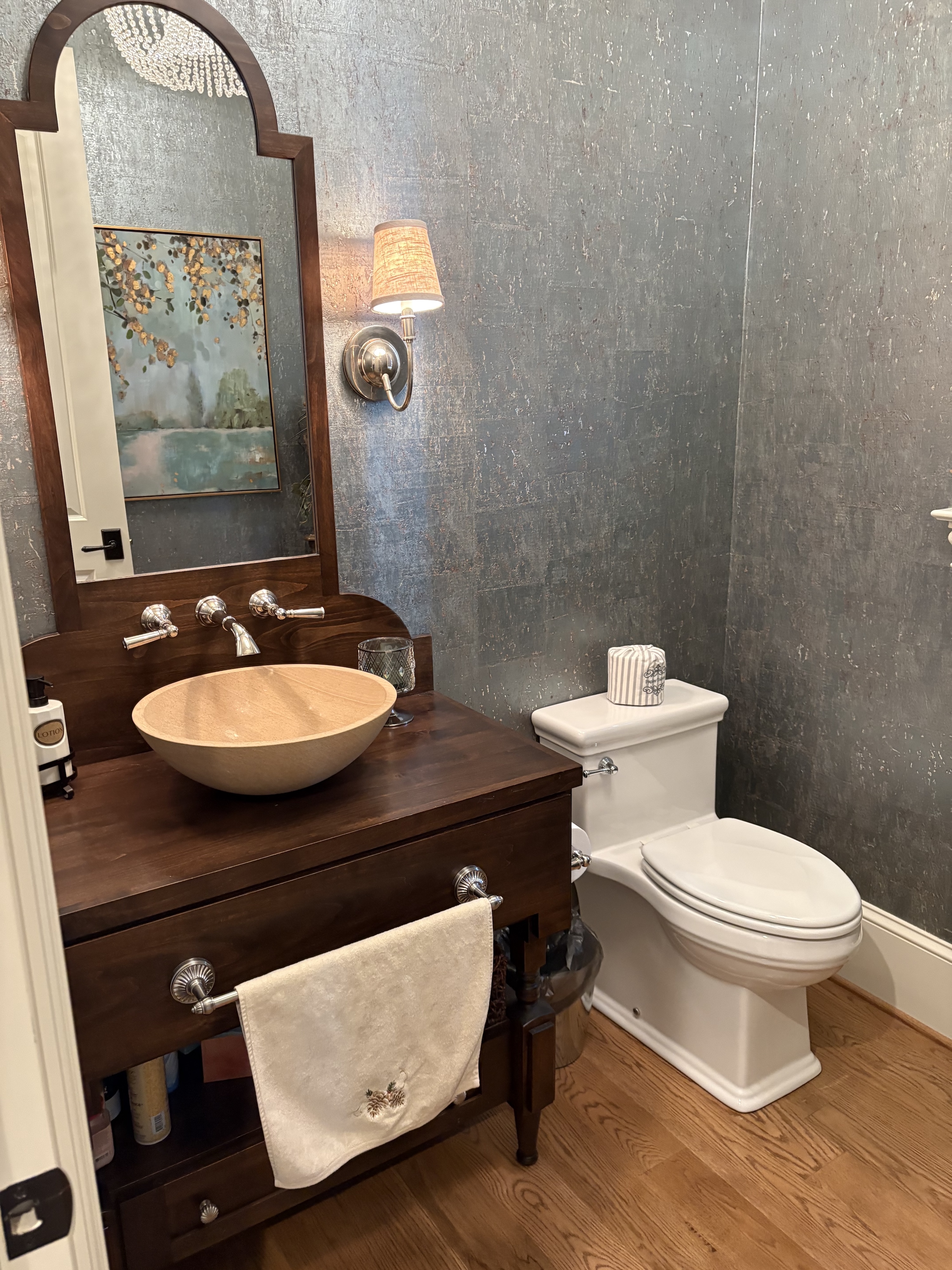 Spotless bathroom with vessel sink and clean fixtures by Pure Grace Cleaning Co. in Anderson, SC