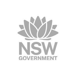 New South Wales government logo with a stylized waratah flower and text.