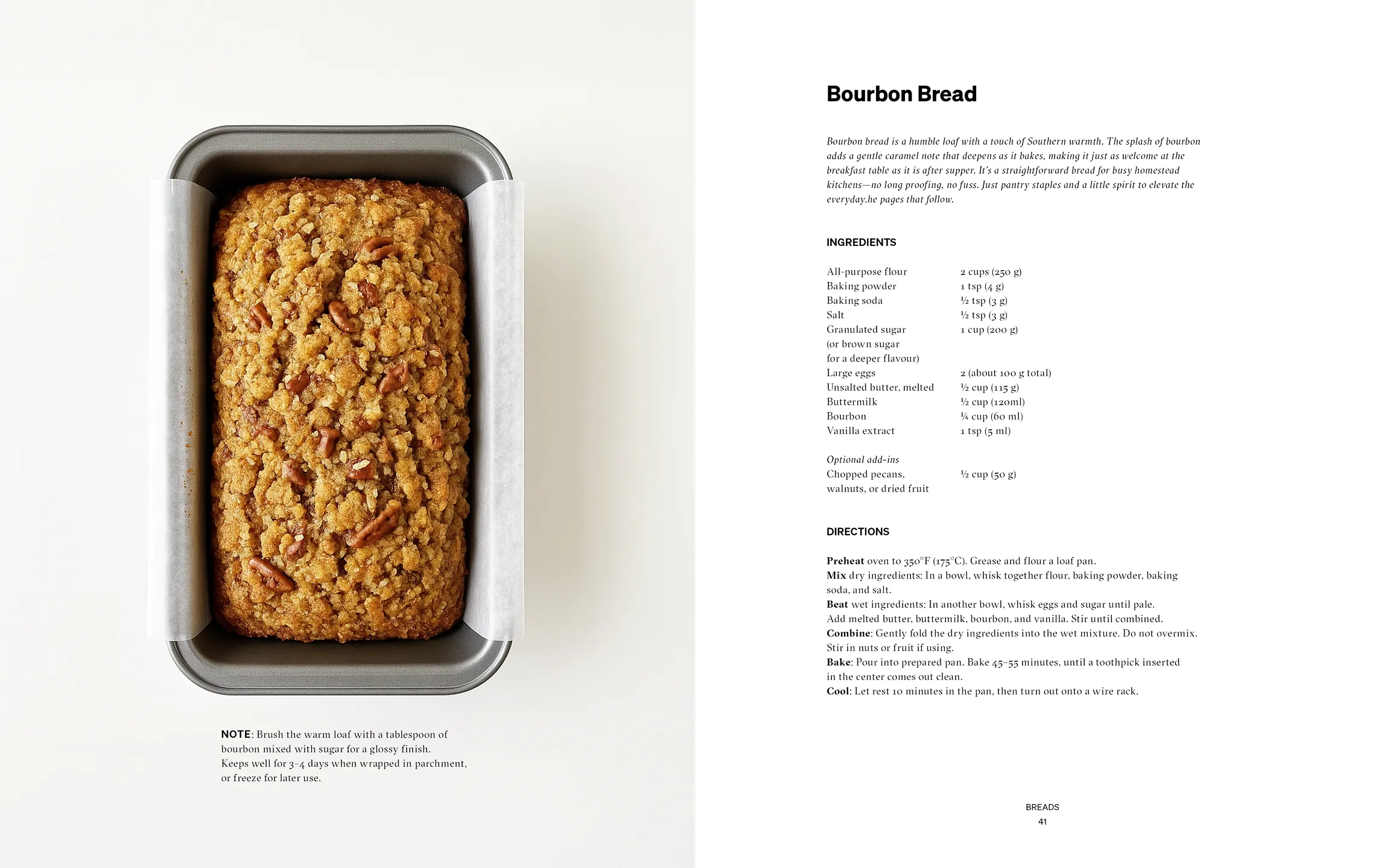 Bourbon bread recipe spread