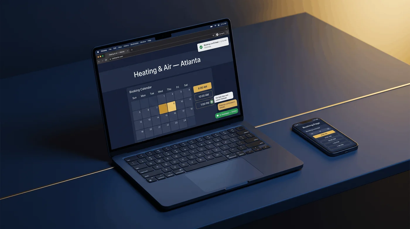 SmartSite Pro website and booking calendar on laptop and mobile