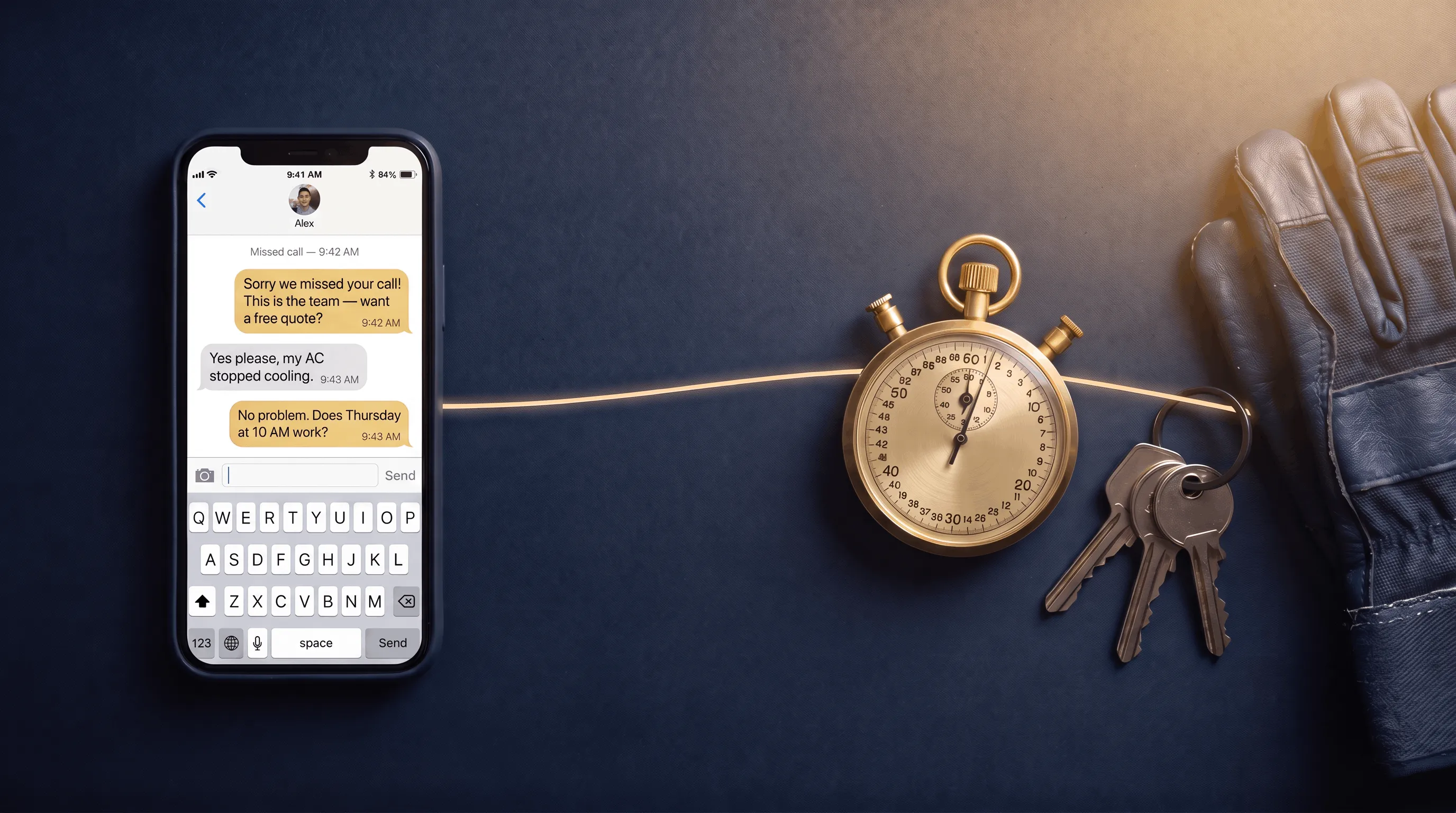 AI automation replying to a missed call within 60 seconds