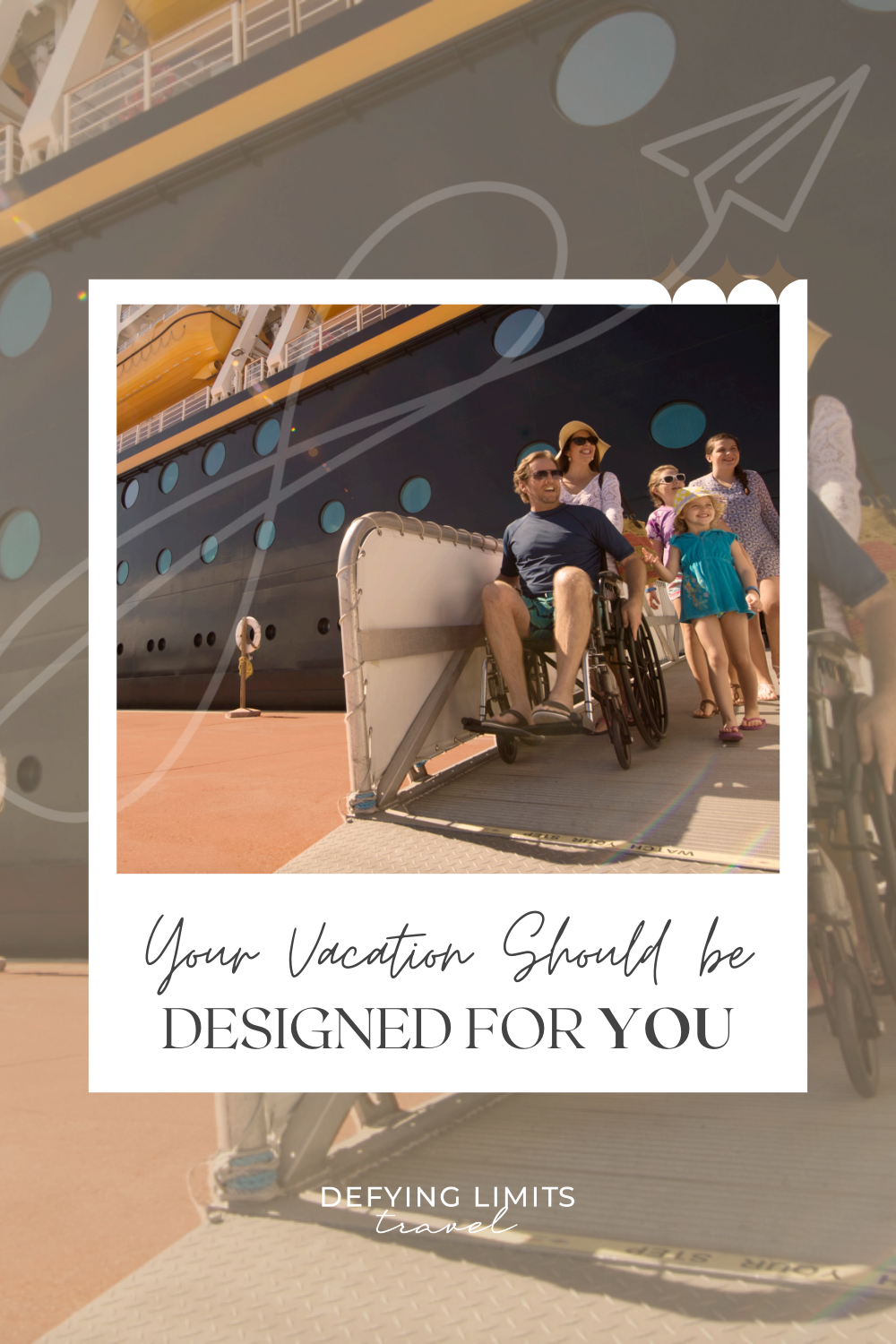 Large cruise ship in port, illustrating questions to ask before booking an accessible cabin.