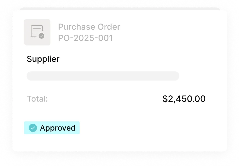 Purchase order creation and supplier workflow in Tradogram