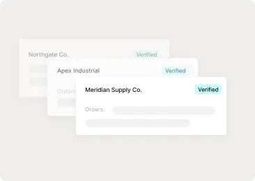 Tradogram supplier management system showing verified supplier records and performance data