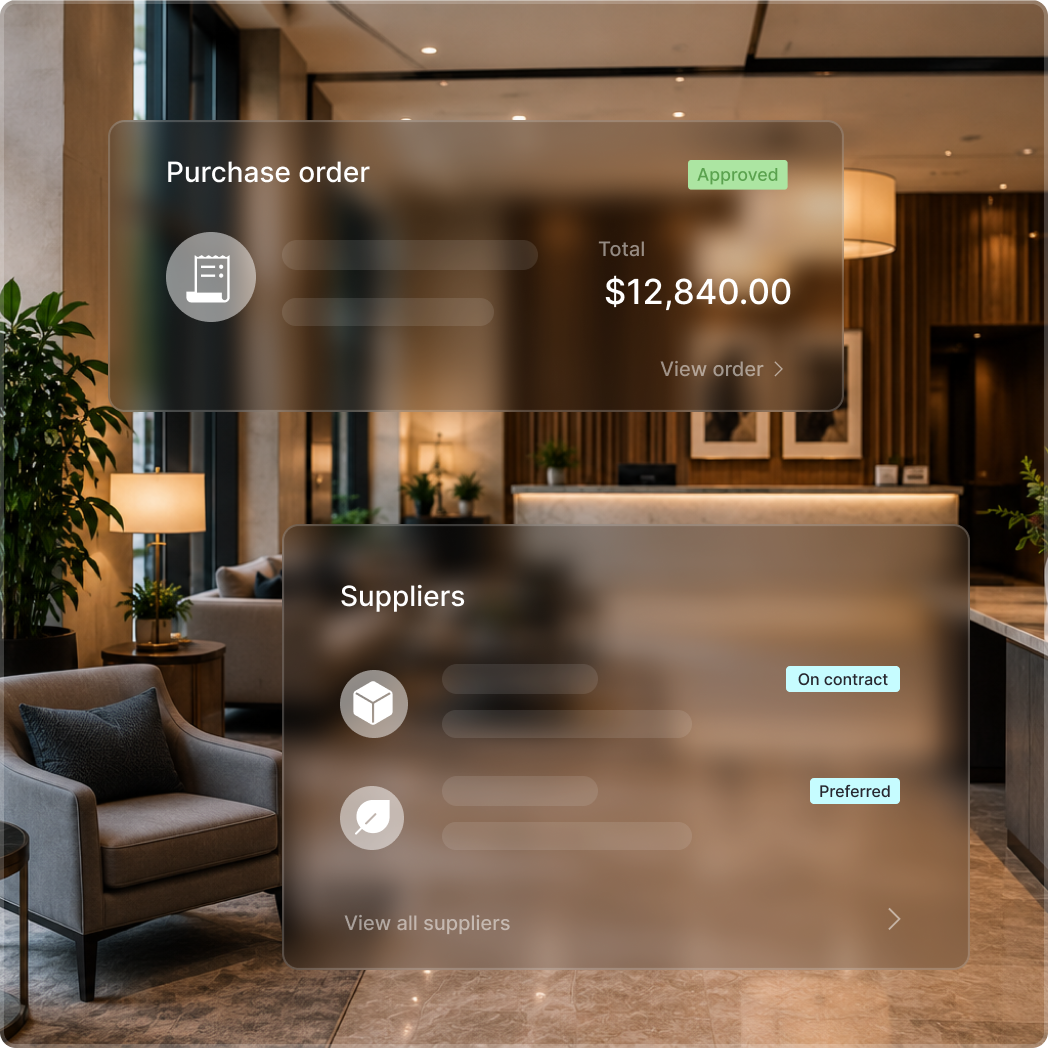 Hospitality procurement software managing food and supply purchasing