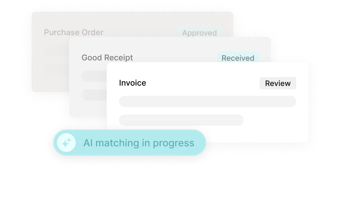 Tradogram accounts payable automation matching a purchase order, receipt and supplier invoice.