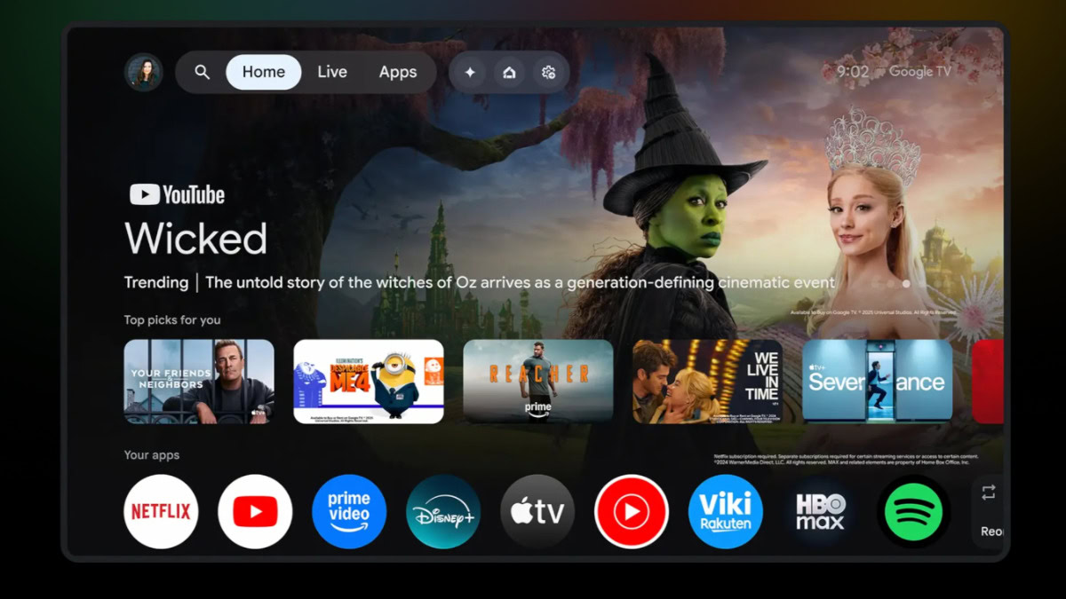 Google TV home screen interface. Image source: tv.google