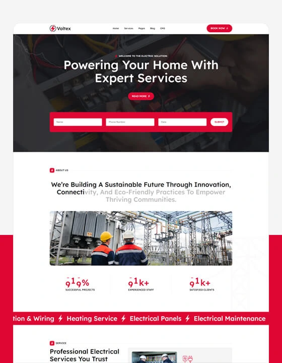 Voltex - Electrician Services Website template
