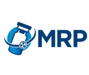 MRP logo with stylized interlocking blue circular shapes forming a 3D ring next to the bold letters MRP in dark blue.