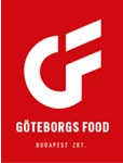Göteborgs Food Budapest Zrt. logó fehér GF betűkkel piros háttéren.