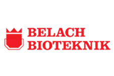 A red logo consisting of a stylized crown-like emblem on the left and the text 'BELACH BIOTEKNIK' in bold uppercase letters to the right.