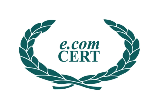 e.com CERT tanúsító logó babérkoszorúval