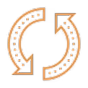 Two orange curved arrows forming a circular shift or refresh icon on transparent background.