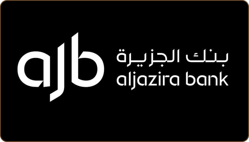 Bank Aljazira logo with a map icon and the tagline Innovative Islamic Banking in English and Arabic.