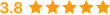 Rating of 3.8 out of 5 stars with three full stars and a partial fourth star in gold color on a black background.