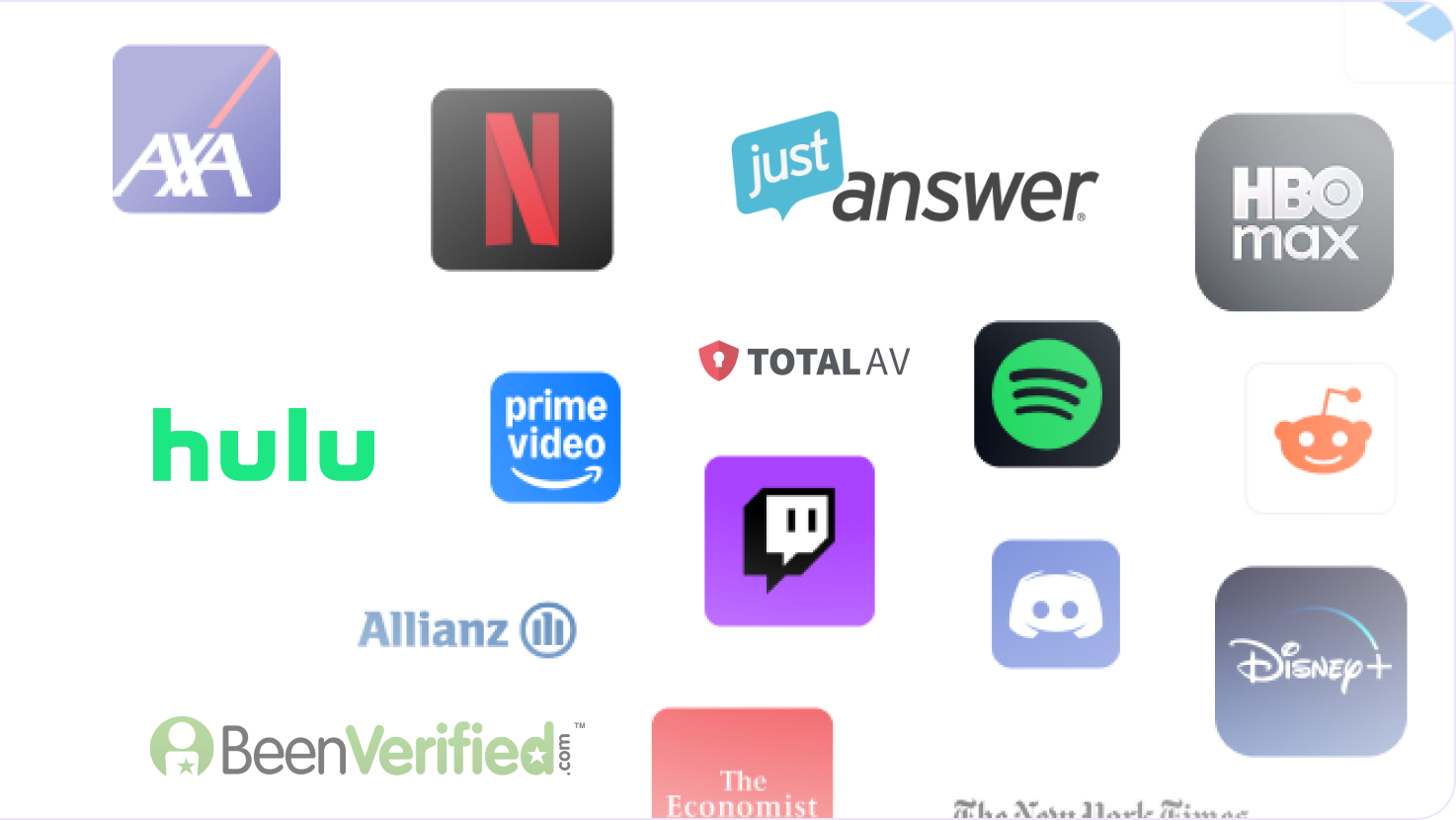 Logos of subscription providers in the Xpendy database