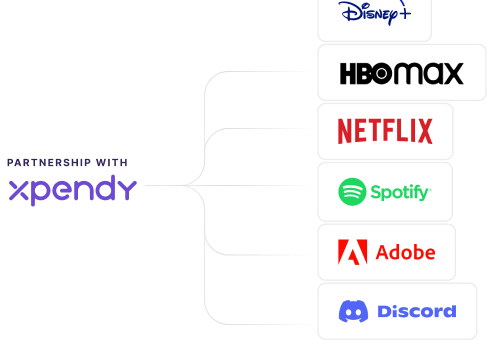 Partnership with Xpendy connecting to providers such as Disney+, HBO Max, Netflix, Spotify, Adobe and Discord