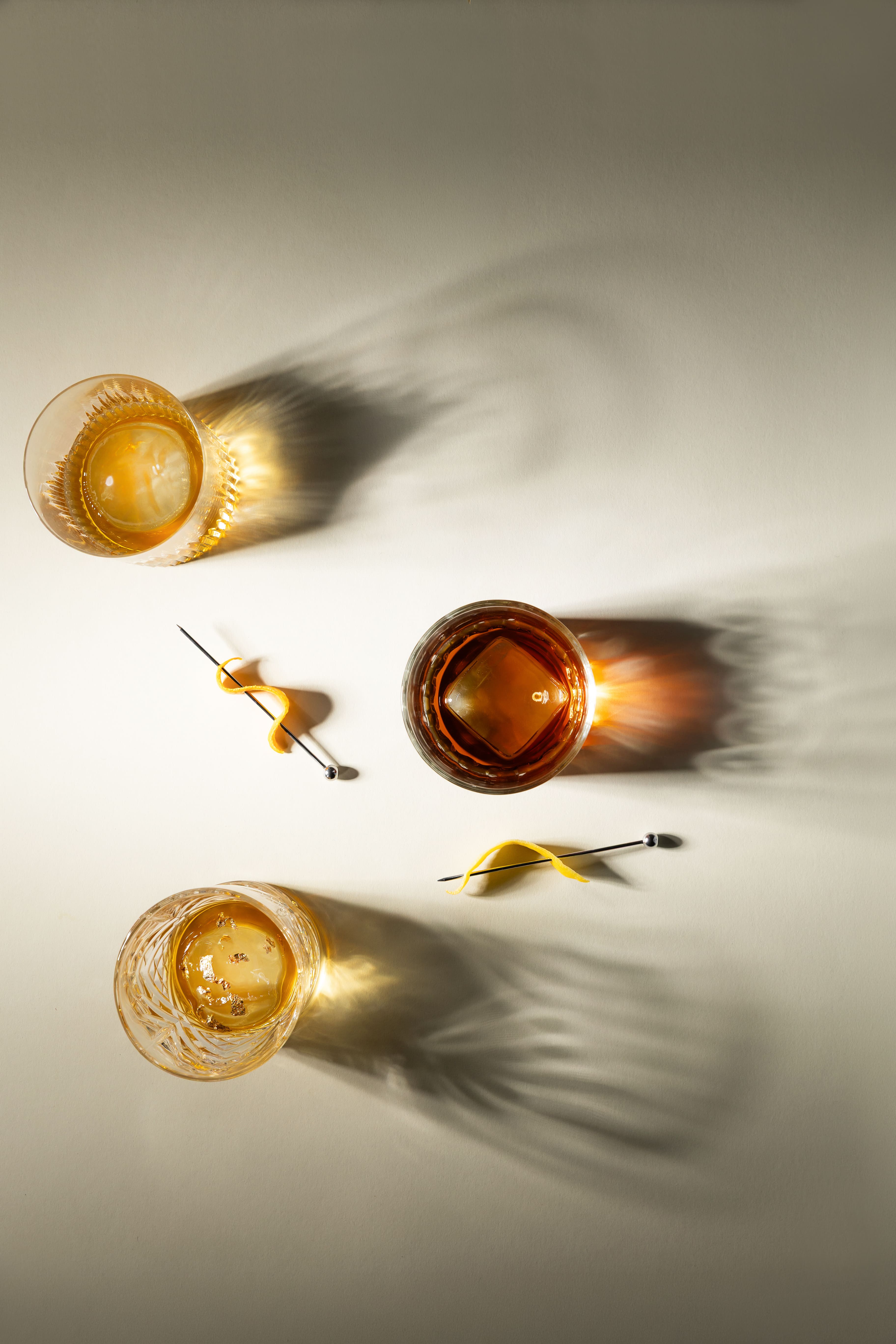 Amber spirit over clear ice