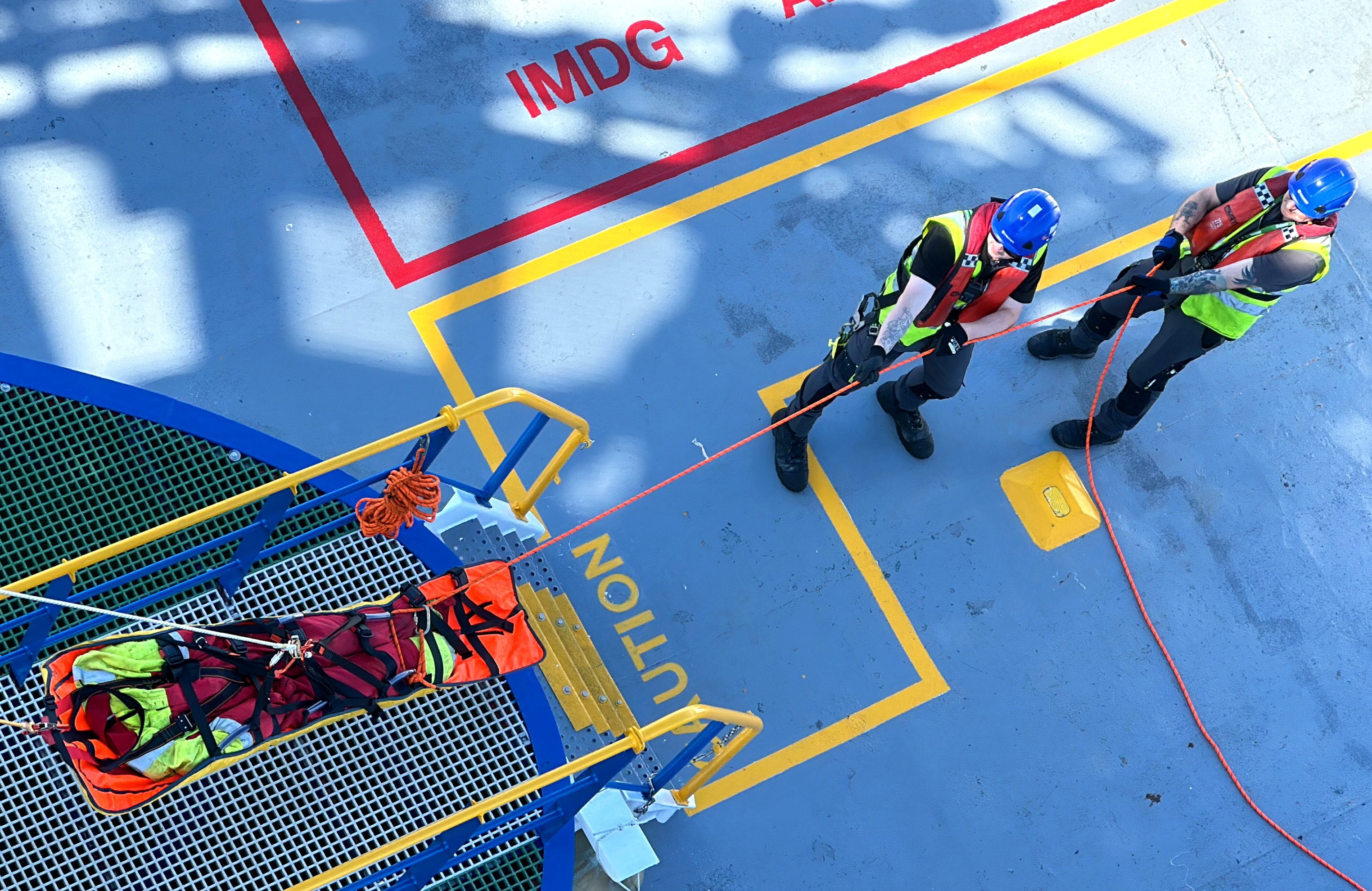 Workers on a platform