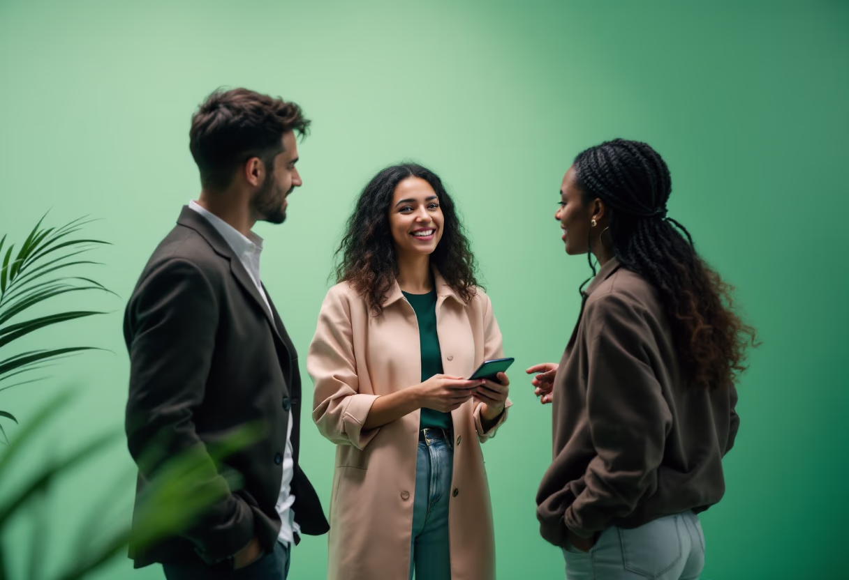 image of group discussion around technology
