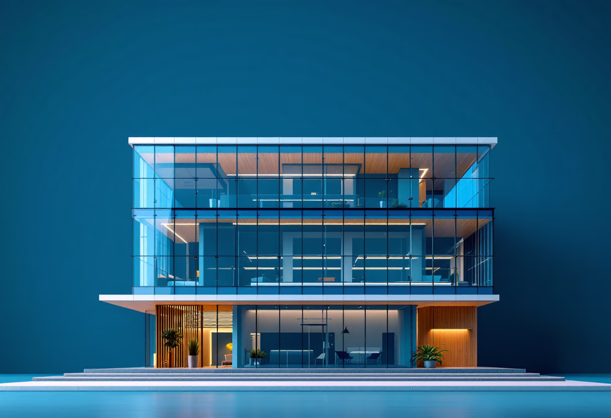 image of modern office building exterior (for a fintech company)