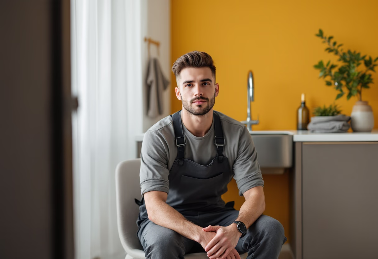 image of plumber working under a sink