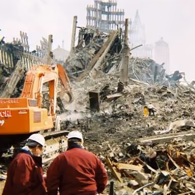 A photograph of Ground Zero after 9/11