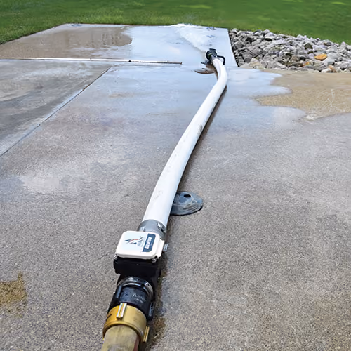The Akroflow meter attached to a fire hose