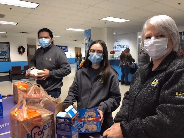 Volunteers with snacks