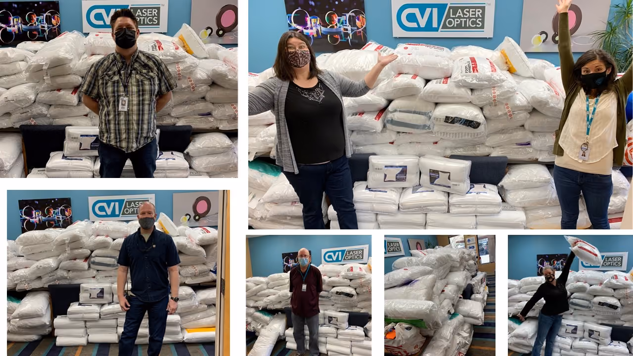 Volunteers at the pillow drive