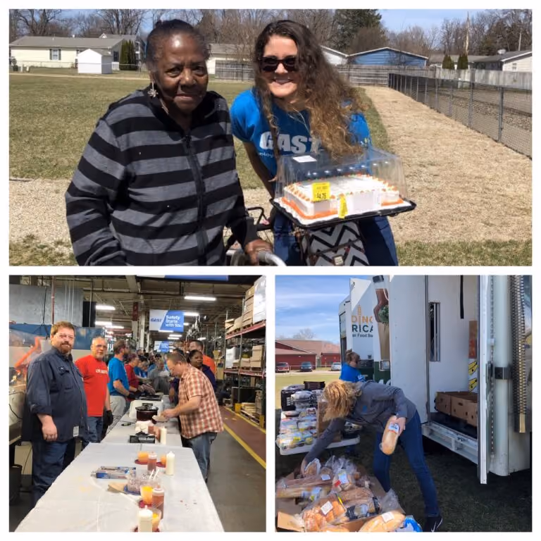 Gast team member volunteers at the mobile food truck