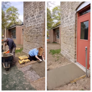 IDEX Health & Science (IH&S) team members doing concrete work