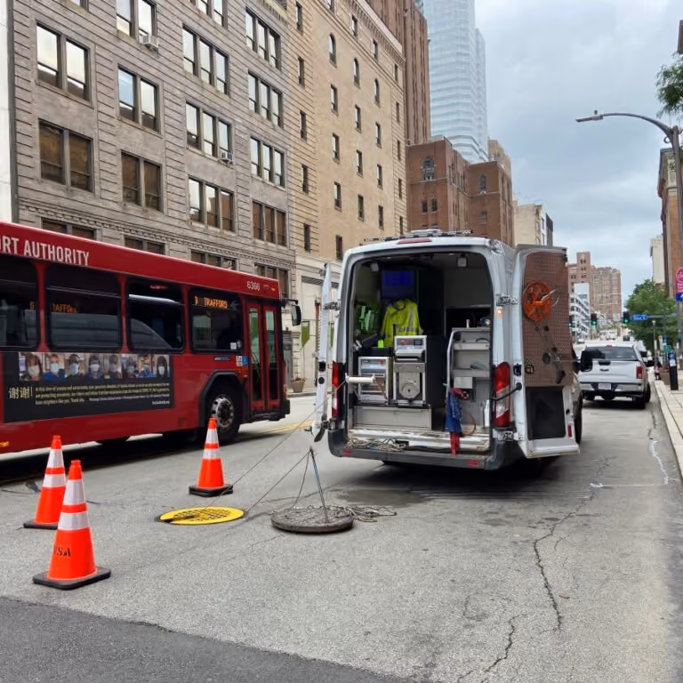 A sewer inspection truck