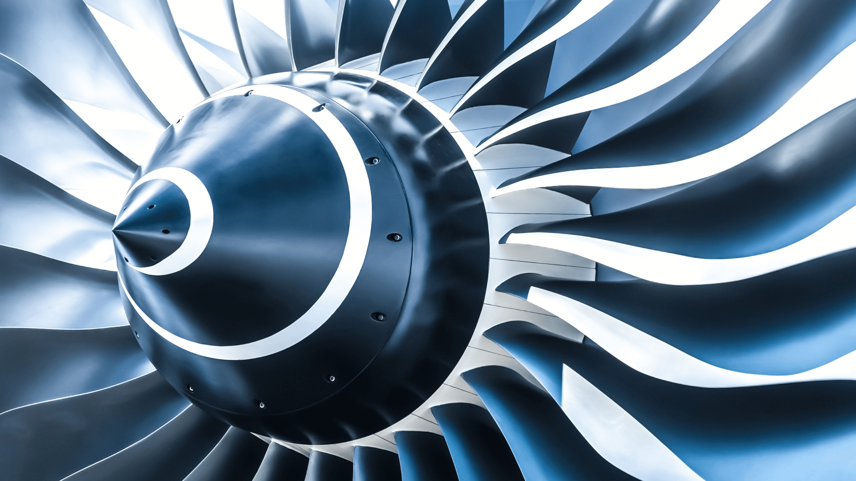 Close-up shot of a turbine engine