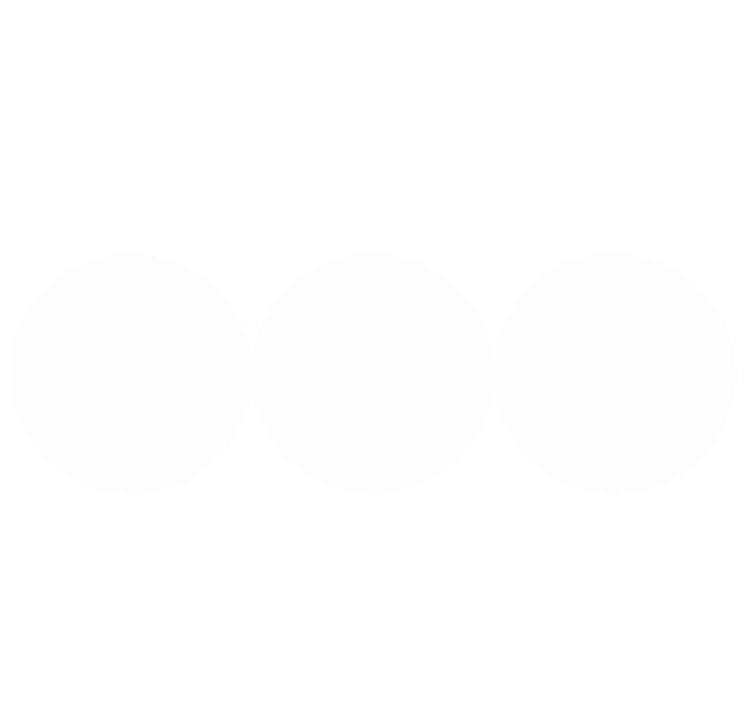 Trois cercles blancs identiques alignés horizontalement sur un fond noir.