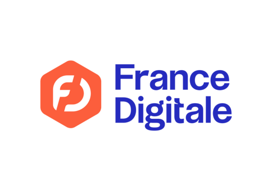 France Digitale logo with stylized 'FD' letters in an orange hexagon next to the blue text France Digitale.